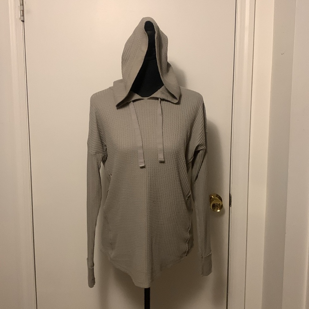 Abercrombie & Fitch Soft A&F Cozy Waffle Knit Hoddie Gray Size Small #6